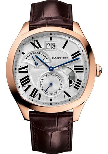 Cartier Drive de Cartier – 40 mm Large Date – Silvered Dial – Brown Alligator Strap – WGNM0005