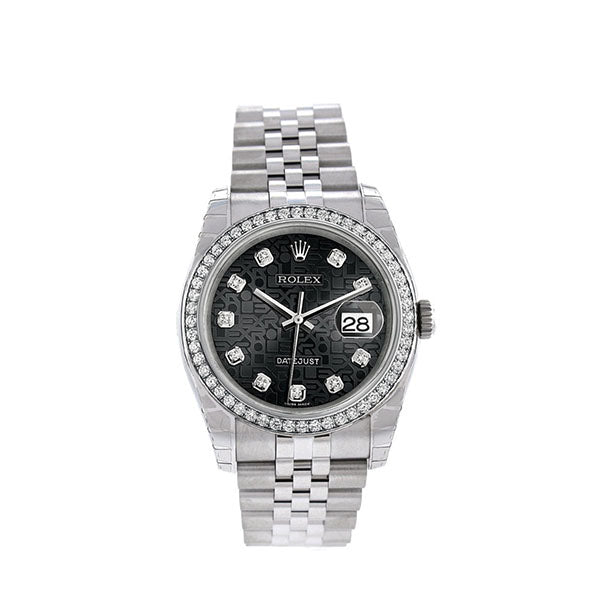 Datejust 36 Black Jubilee design set with Diamonds Dial 18k White Gold Diamond Bezel Jubilee Men’s Watch 116244
