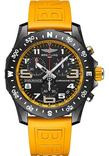 Breitling Endurance Pro Watch – Breitlight® – Black Dial – Yellow Rubber Strap – Tang Buckle – X82310A41B1S1