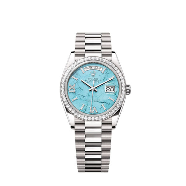 Rolex Day-Date 36, 18k White Gold with Diamond-set , 36mm, Ref# 128349rbr-0031