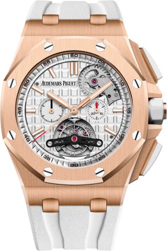 AP - Royal Oak Offshore Tourbillon Chronograph Selfwinding 44mm Silver Index Rose Gold Rubber | 26540OR.OO.A010CA.01