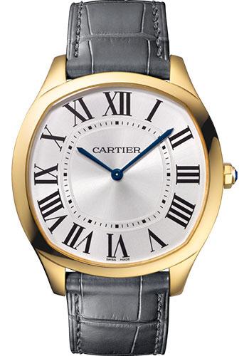 Cartier Drive de Cartier Extra-Flat Watch – 38 mm Yellow Gold Case – Silvered Dial – Gray Alligator Strap – WGNM0011