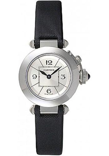 Cartier Miss Pasha Watch – 27 mm Steel Case – Silvered Dial – Toile De Moire Strap – W3140025