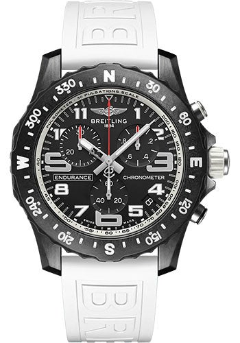 Breitling Endurance Pro Watch – Breitlight¬Æ – Black Dial – White Rubber Strap – Tang Buckle – X82310A71B1S1