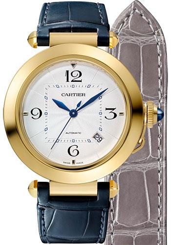 Cartier Pasha de Cartier Watch – 41 mm Yellow Gold Case – Silver Dial – Dark Gray And Navy Alligator Straps – WGPA0007