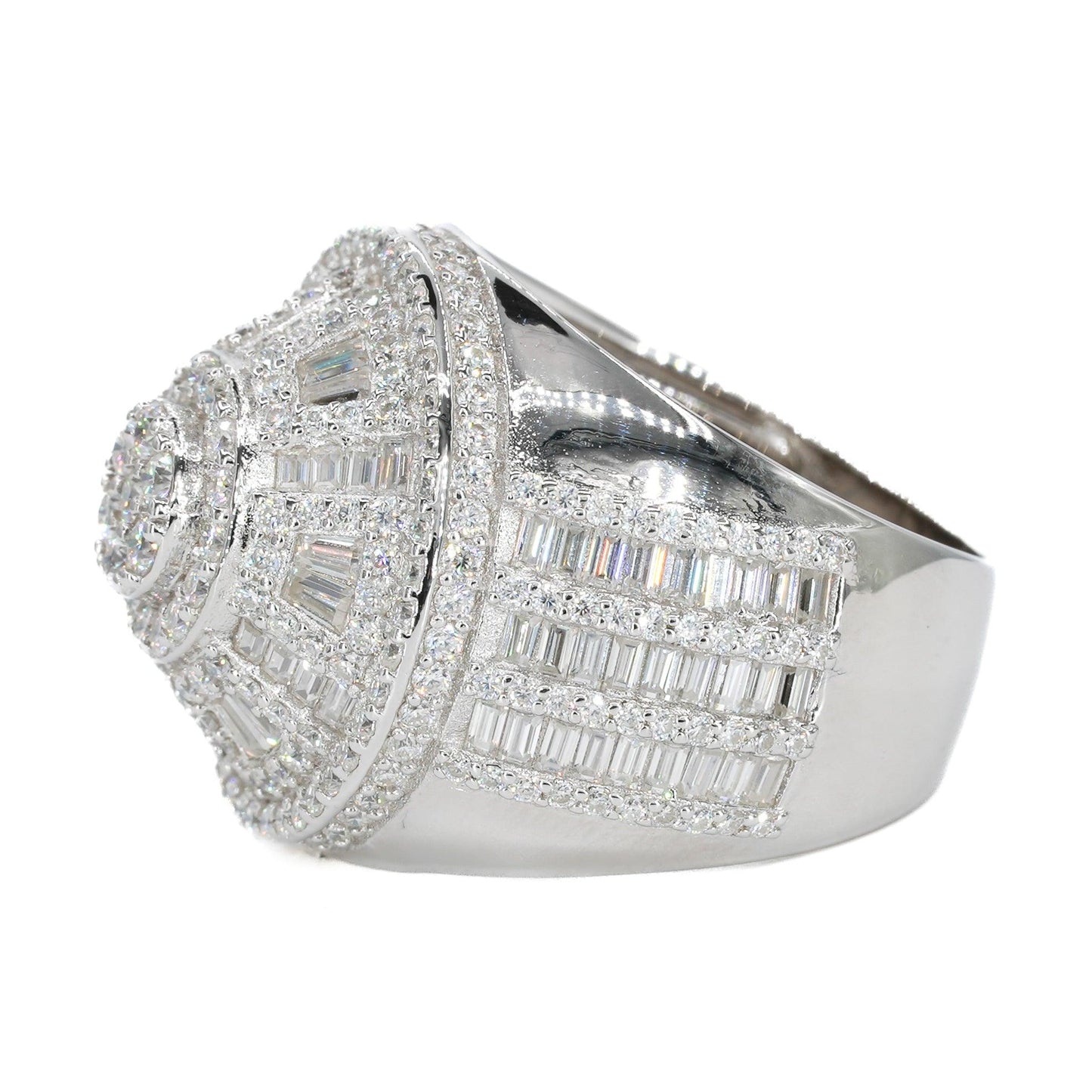 Chandelier Iced Baguette VVS Moissanite Diamond Ring