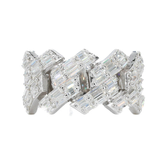 Baguette Cuban VVS Moissanite Diamond Ring