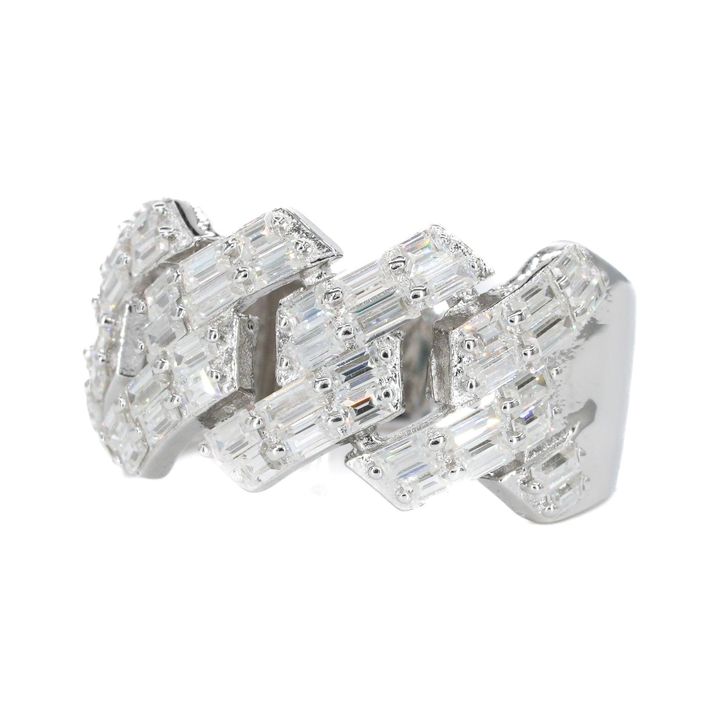 Baguette Cuban VVS Moissanite Diamond Ring