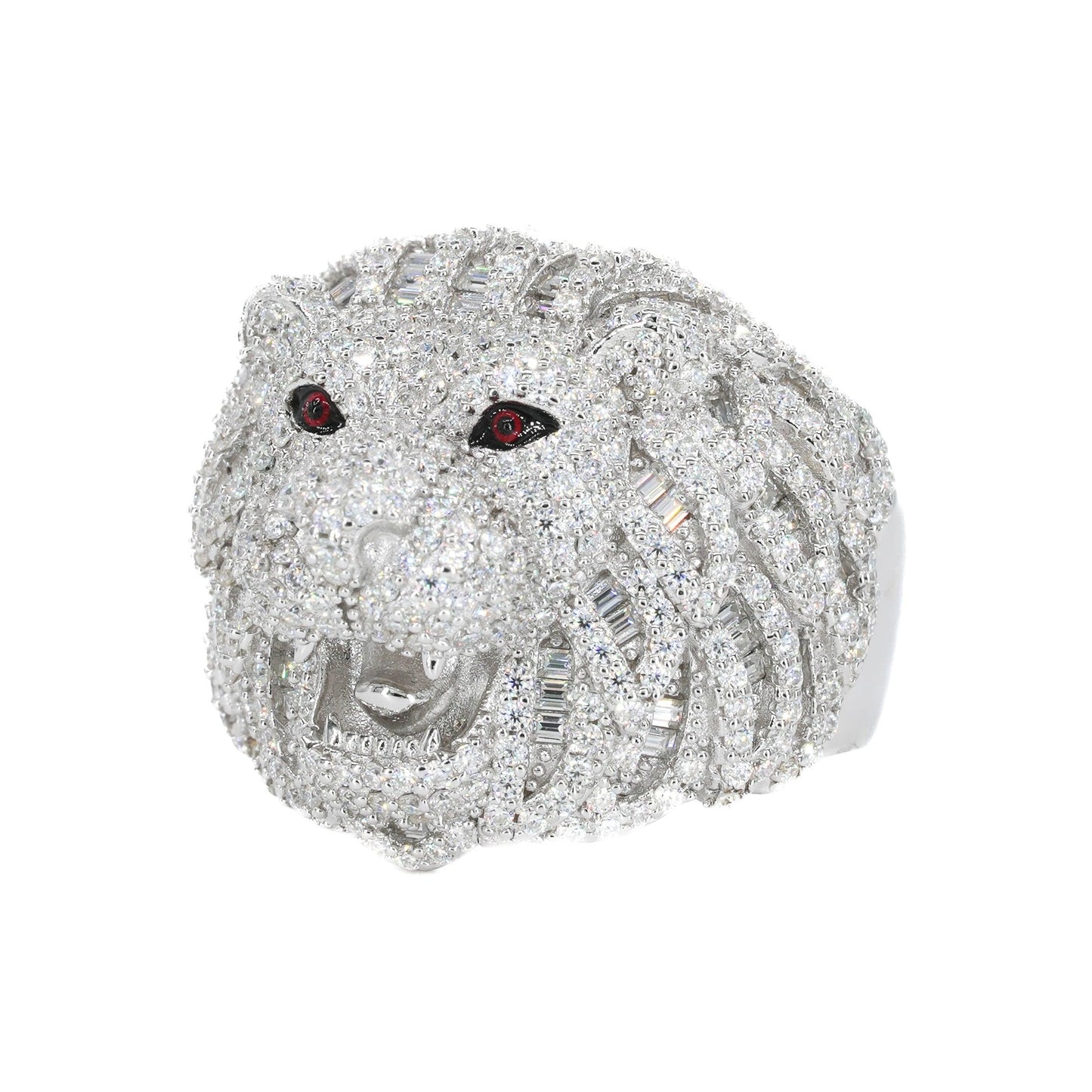 FULLY ICED Baguette LION VVS Moissanite Diamond Ring