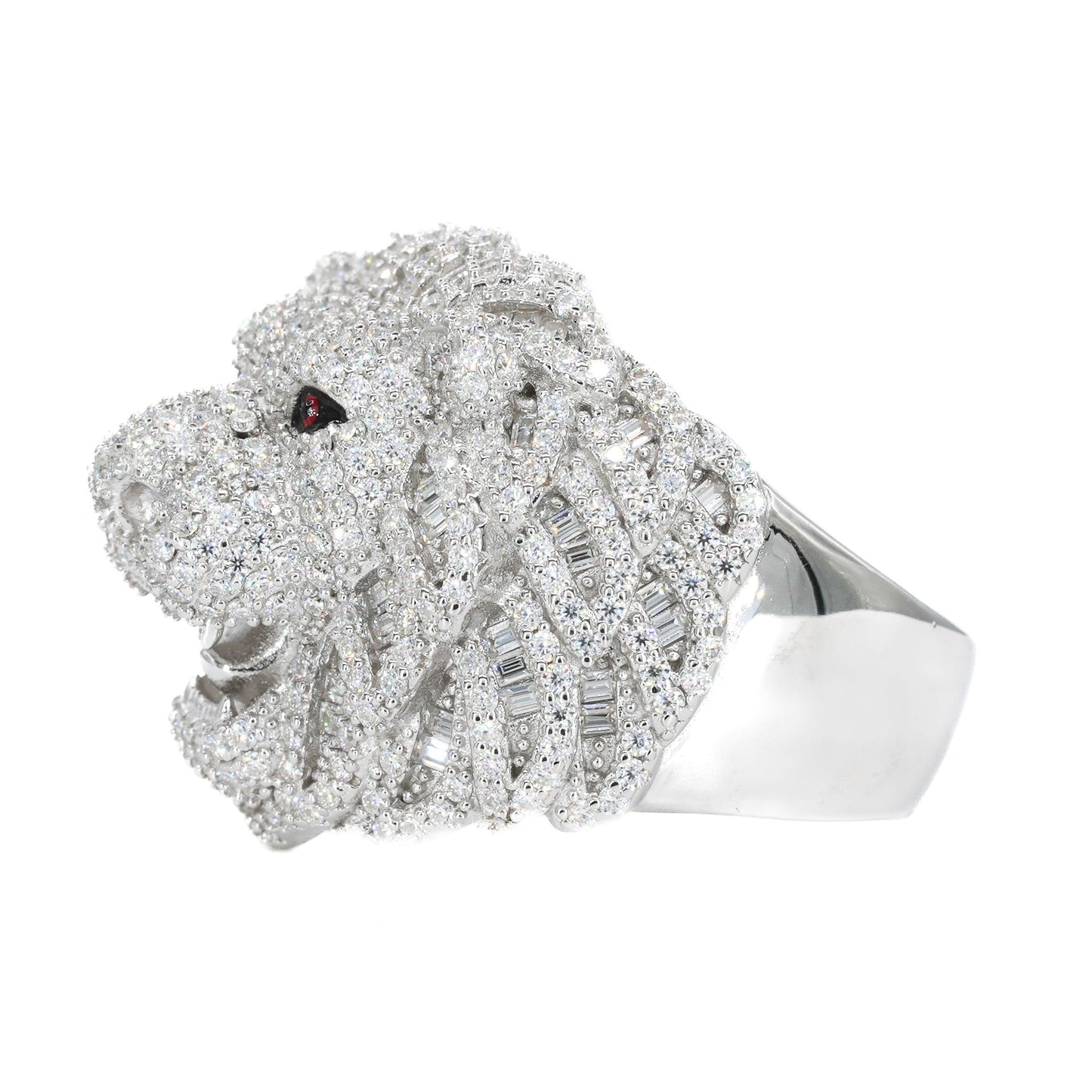 FULLY ICED Baguette LION VVS Moissanite Diamond Ring