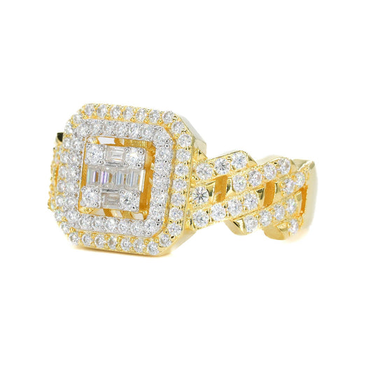 Floating Baguette Square VVS Moissanite Diamond Ring