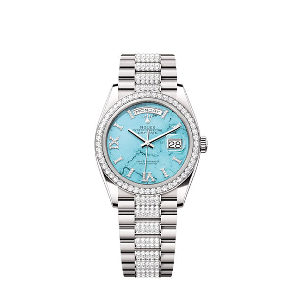 Rolex Day-Date 36, 18k White Gold with Diamond-set, 36mm, Ref# 128349rbr-0032