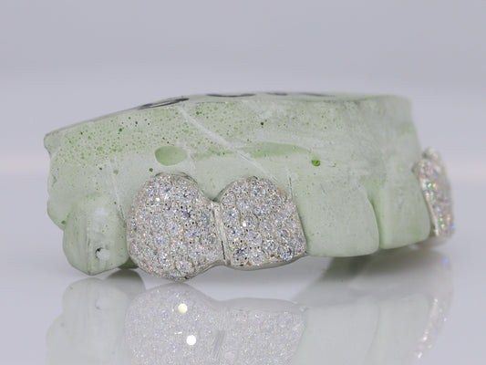 2 Iced Out VVS Moissanite Diamond Teeth Grillz