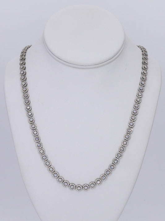 7MM Flower Set VVS Moissanite Daimond 22 Inch Chain