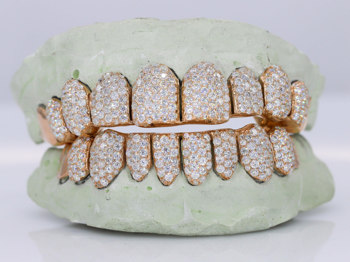 10 on 10 Capped VVS Moisannite Diamond Grillz