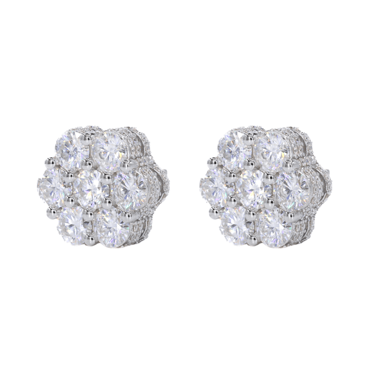 BIG STONE Flower Earring Fully Iced Out VVS Moissanite Daimond Earrings