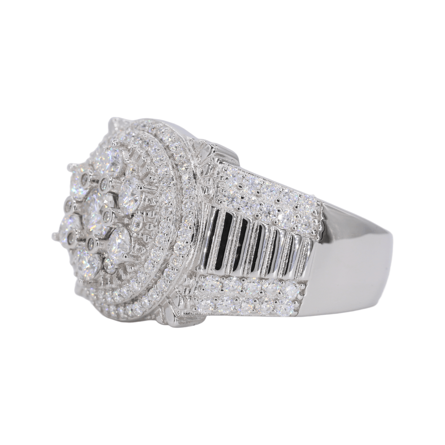 Iced Out Big Stone Flower VVS Moissanite Diamond Ring