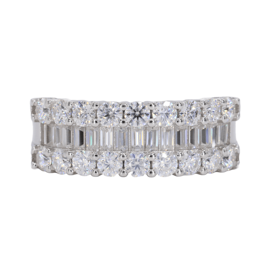 Baguette Iced Out Band VVS Moissanite Diamond Ring