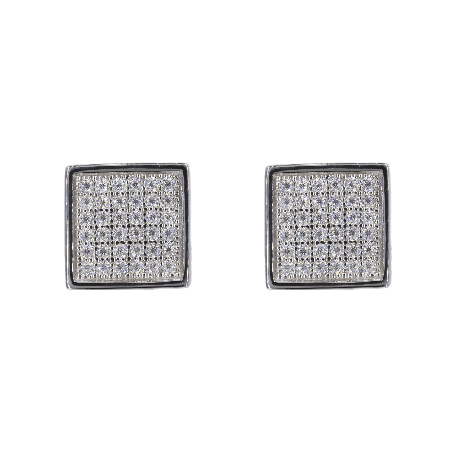 Square Iced VVS Moissanite Diamond Earrings