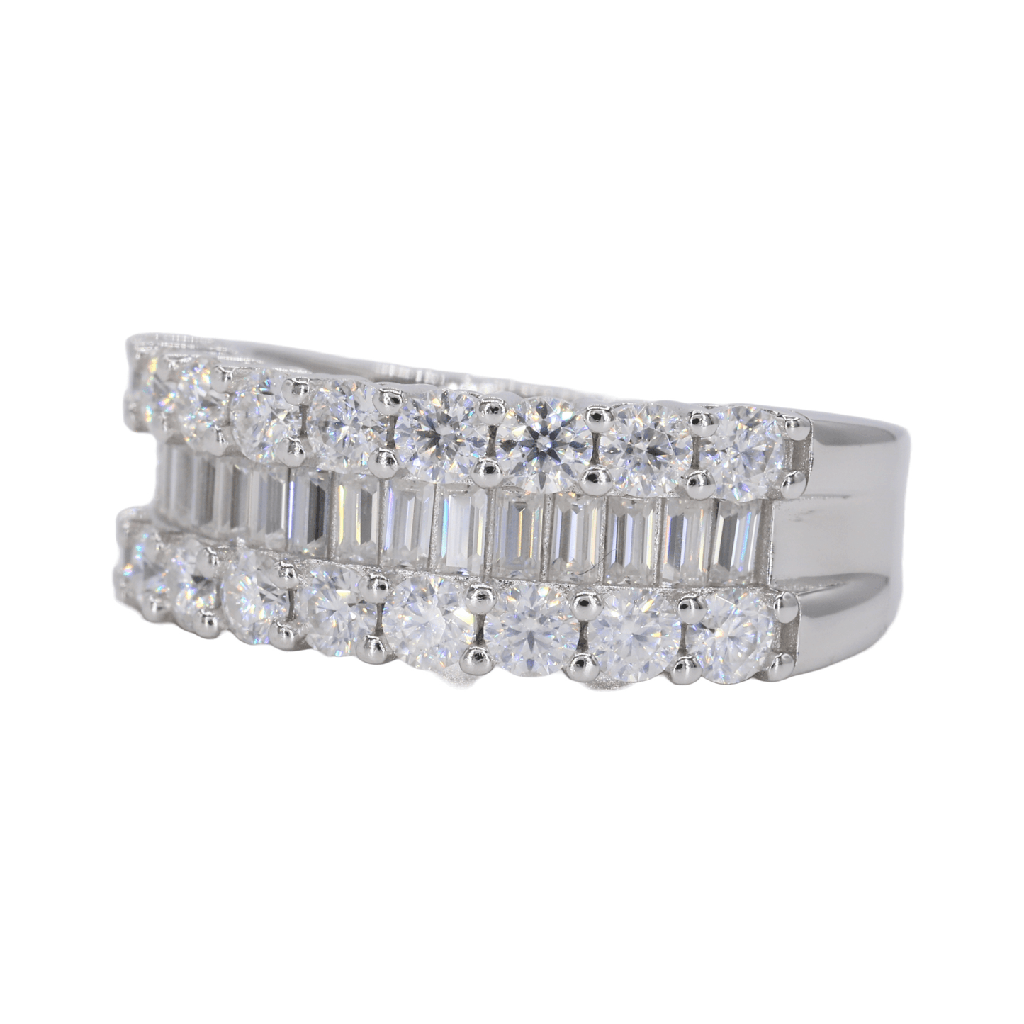 Baguette Iced Out Band VVS Moissanite Diamond Ring