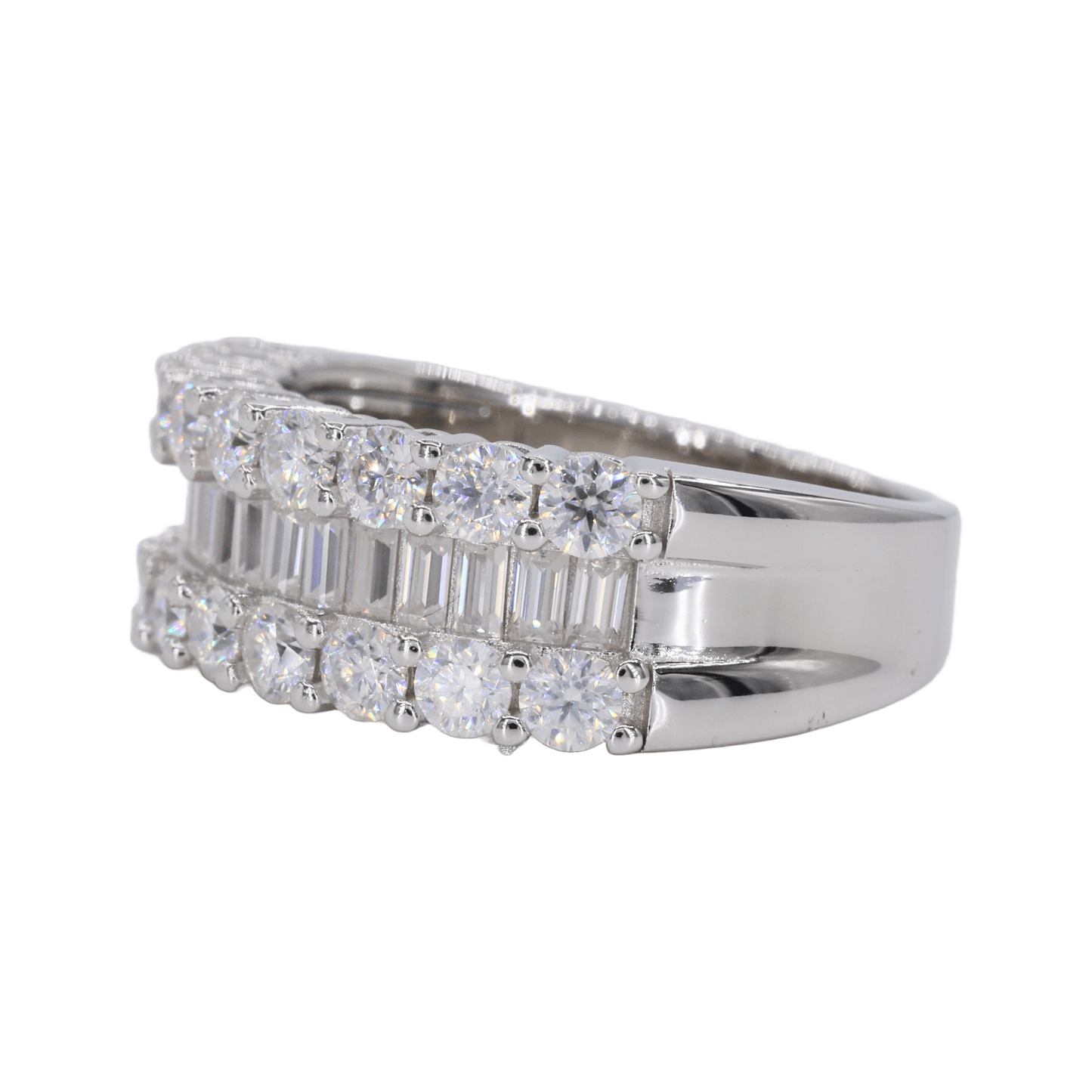 Baguette Iced Out Band VVS Moissanite Diamond Ring