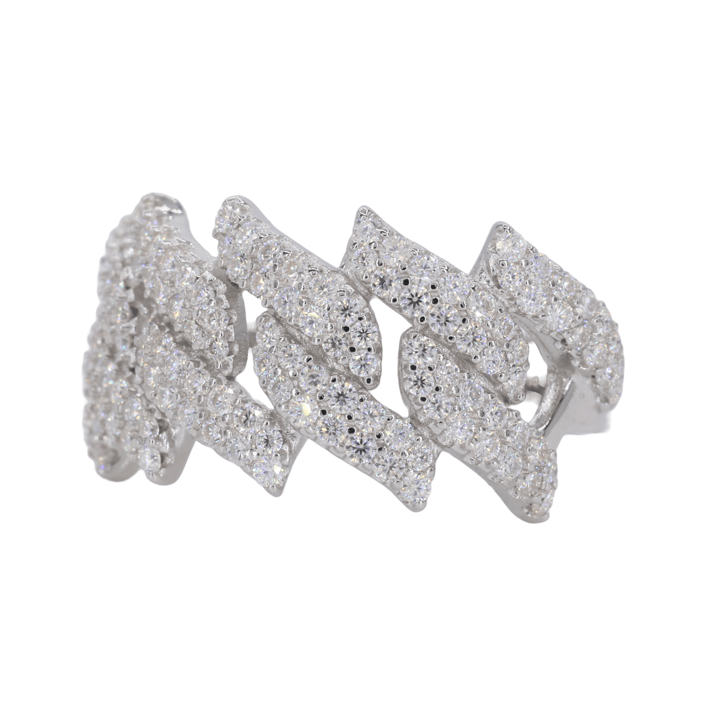 Iced Out Spiked Cuban Band VVS Moissanite Diamond Ring