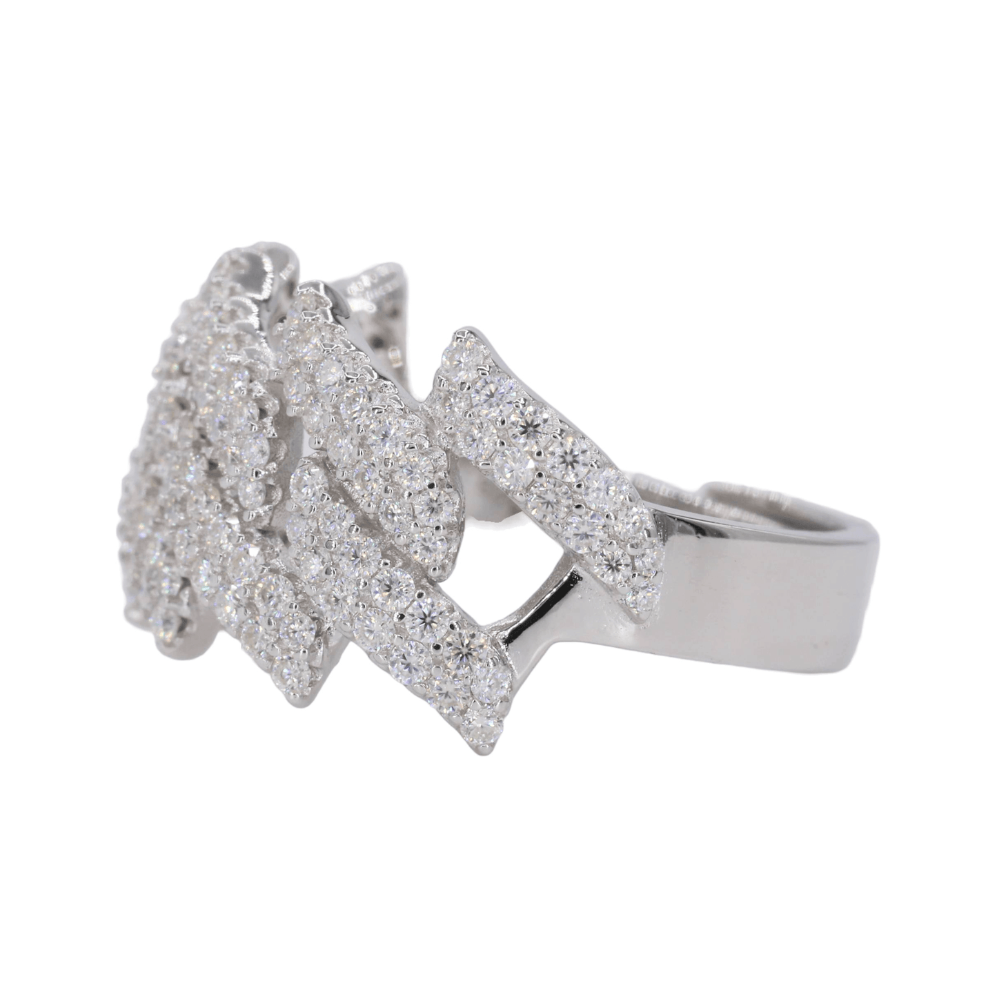 Iced Out Spiked Cuban Band VVS Moissanite Diamond Ring