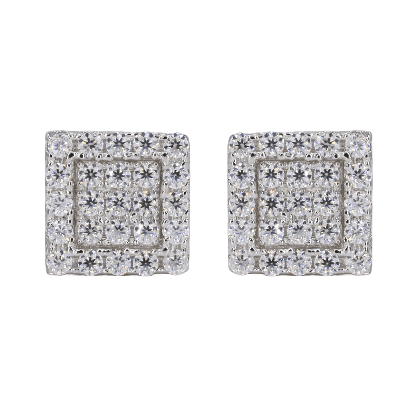 Square In-Step Iced VVS Moissanite Daimond Earrings