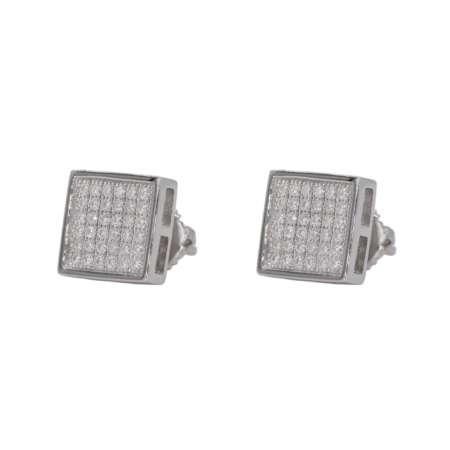 Square Iced VVS Moissanite Diamond Earrings