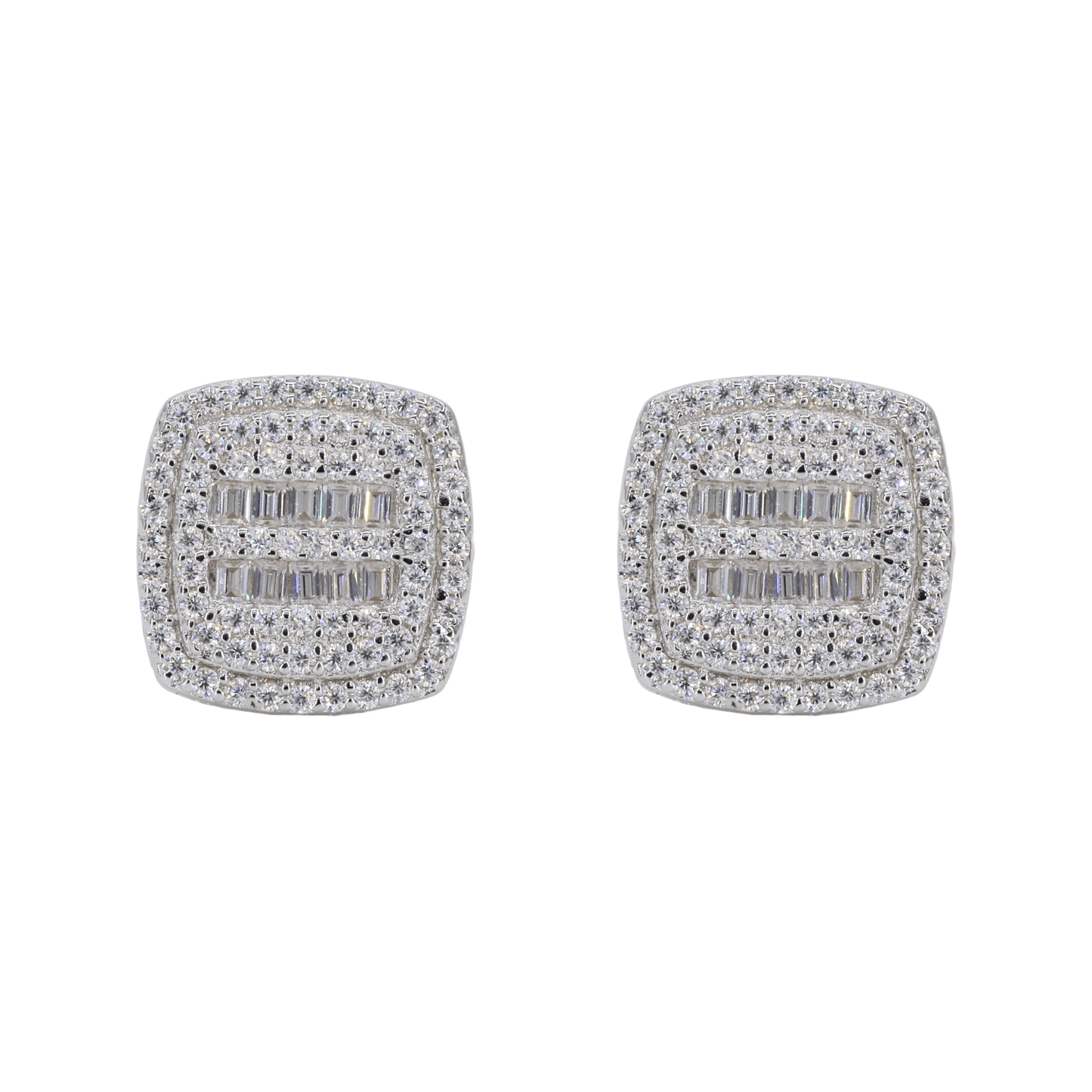 Baguette Middle Cushion VVS Moissanite Daimond Earrings