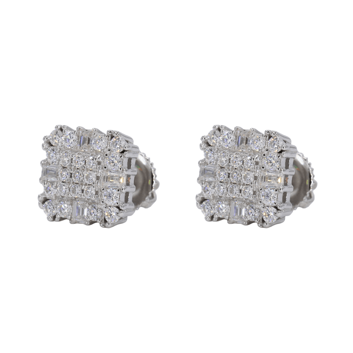 Baguette Encrusted Square VVS Moissanite Daimond Earrings