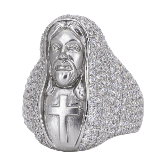 Ice Trapped Jesus VVS Moissanite Diamond Ring