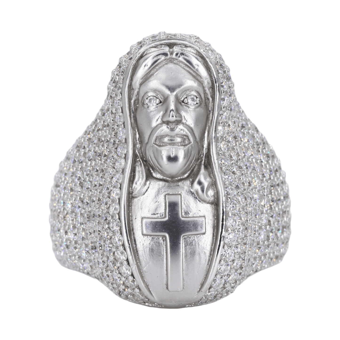 Ice Trapped Jesus VVS Moissanite Diamond Ring