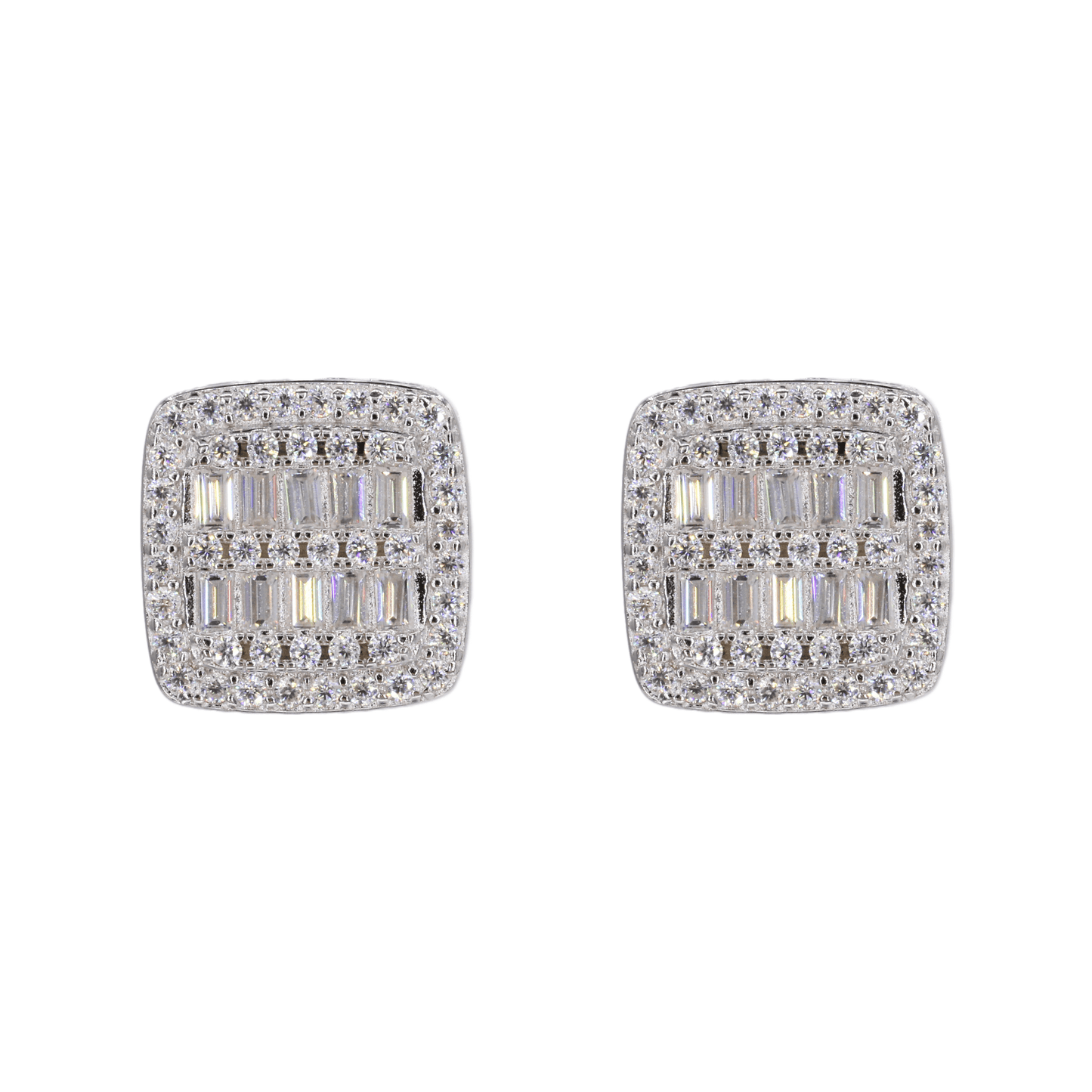 Square Baguette Infill VVS Moissanite Daimond Earrings