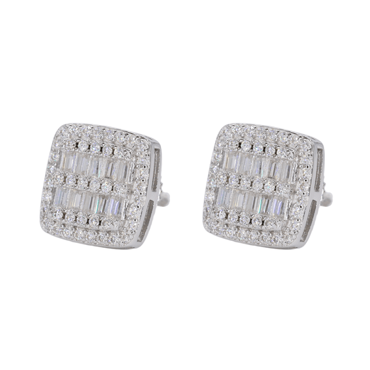 Square Baguette Infill VVS Moissanite Daimond Earrings