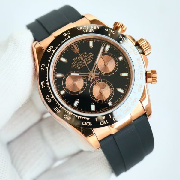 Daytona 116515 Rose Gold Oysterflex Black Dial