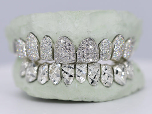 Diamond Top and Diamond Cut Bottom VVS Moisannite Diamond Grillz