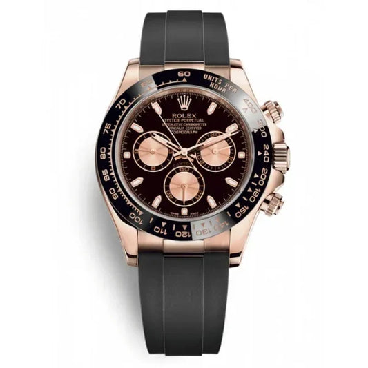 Daytona 116515 Rose Gold Oysterflex Black Dial
