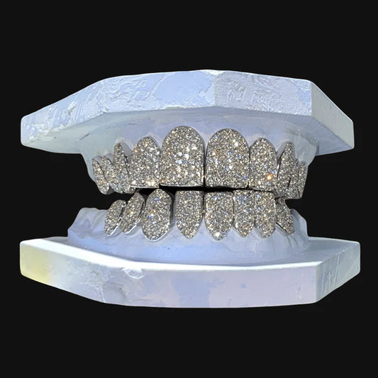 #7. Iced VVS Moissanite Grillz (Straight Setting)